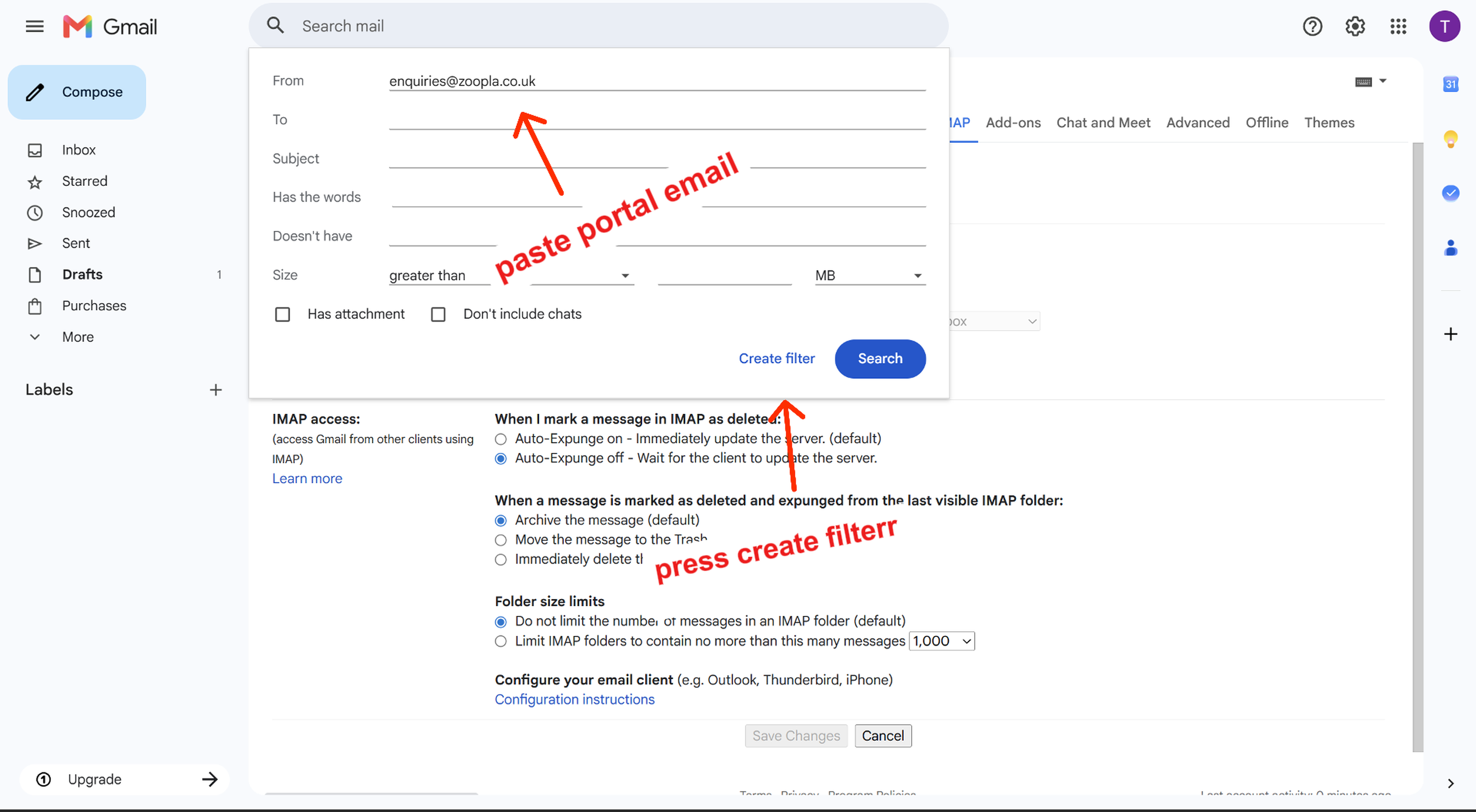 Step 6 — Create a Gmail filter — screenshot 2