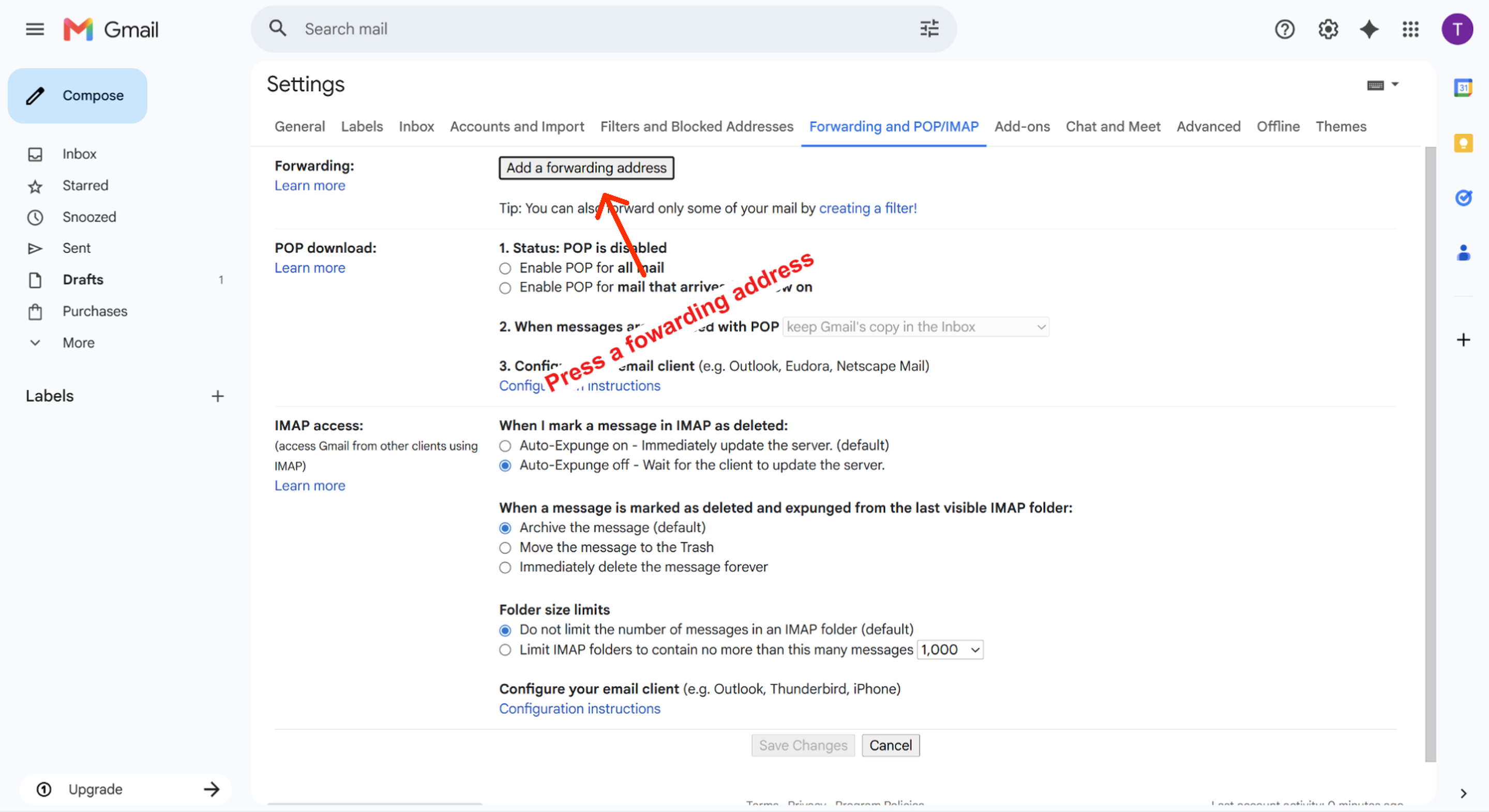 Step 3 — Add your forwarding address — screenshot 1